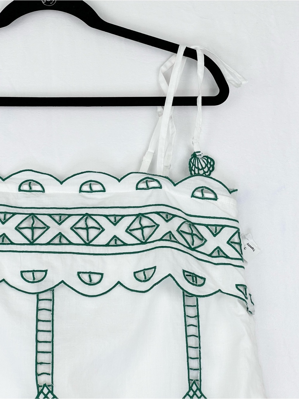 NWT Ciebon Lyndon Green Embroidered Mini Dress Sz M White - Picture 7 of 16